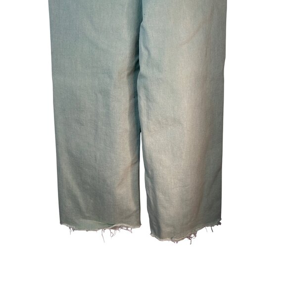 Zara Size 4 Cropped High Rise Wide-Leg Jeans Mint Green - Picture 8 of 12